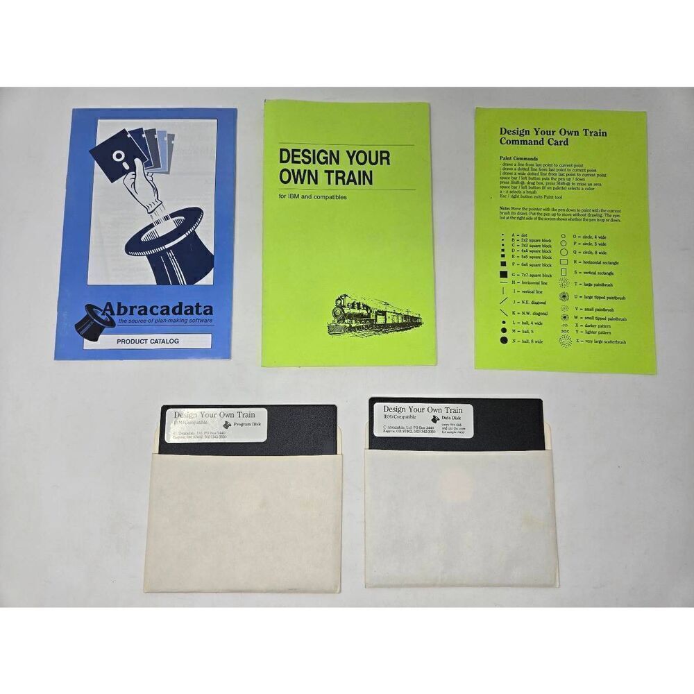 DESIGN YOUR OWN TRAIN ABRACADATA IBM PC COMPUTER GAME VINTAGE 1987